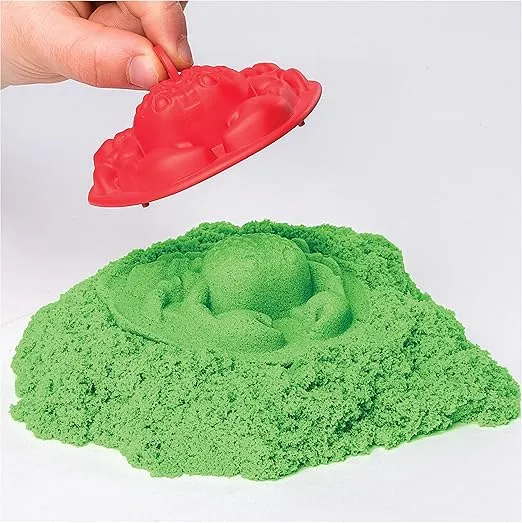 Kinetic Sand, Sandbox Playset with 1lb of Green and 3 Molds, for Ages 3 and up