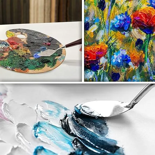 U.S. Art Supply 5-Piece Stainless Steel Palette Knife Set - Flexible Spatula Painting Knives for Color Mixing, Spreading, Applying Oil & Acrylic Paint on Canvases, Cake Icing, 3D Printer Removal Tool