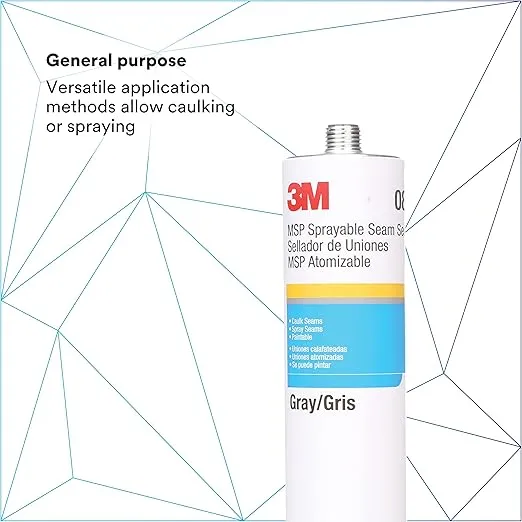 3M MSP Sprayable Seam Sealer, 08374, Gray Color, Convenient, High-Performance, Easy-To-Apply, 10.5 FL OZ Cartridge
