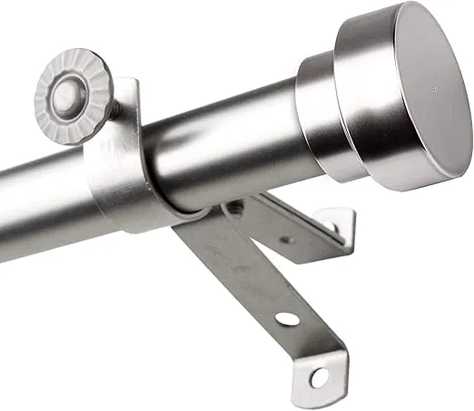 Rod Desyne 4837-665 Topper 3/4 inch Dia. 66-120"-Satin Nickel Single Curtain Rod Set