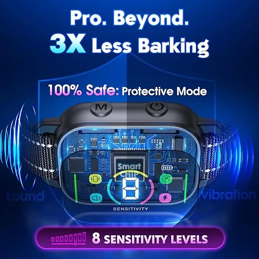 NHUJK Bark Collar- Smart Dog Bark Collar for Small Medium Large Dogs, Rechargeable Anti Bark Training Collar with 8 Adjustable Sensitivity, Barking Collar with Beep Vibration Harmless Shock (Black)