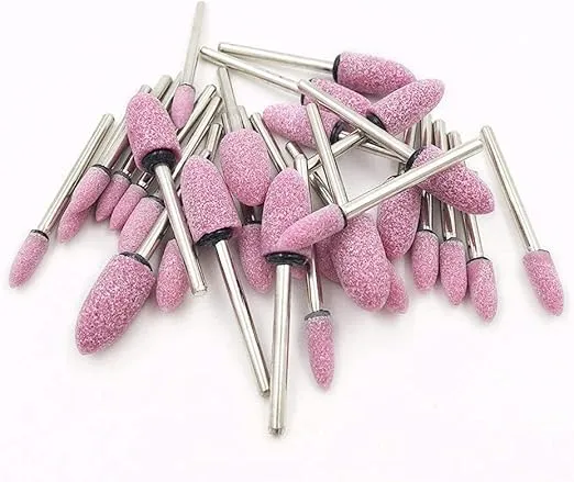 𝐋𝐮𝐨 𝐤𝐞 100 Pcs Rotary Grinding Stone - 1/8'' Shank Aluminum Oxide Grinding Bits Abrasive Mounted Grinding Stones for Rotary Tool (Red)