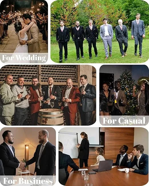 Cloudstyle Mens 3-Piece Suit Notched Lapel One Button Slim Fit Formal Jacket Vest Pants Set