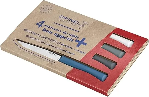 Opinel Set of 4 Bon Appetit+ Dishwasher Safe Serrated Steak Knives - Storm