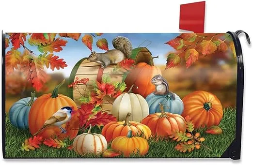 Briarwood Lane Fall Pumpkin Gathering Mailbox Cover - Standard Size