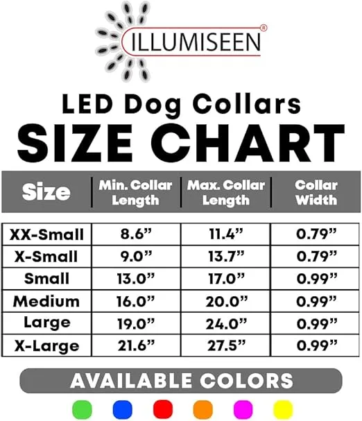 ILLUMISEEN LED Dog Collar USB Rechargeable - Bright & High Visibility Lighted Glow Collar for Pet Night Walking - Weatherproof, in 6 Colors & 6 Sizes (Orange Large)