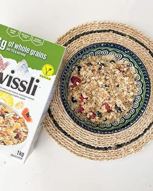 Swissli Muesli 35% Fruit & Nuts - 1kg/35 Ounce Boxes - 2 Pack - NON GMO/Authentic European Made Muesli/VEGAN