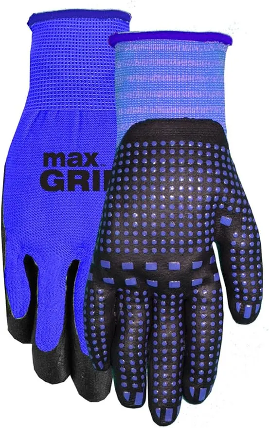 MidWest Gloves & Gear 94BL-L-AZ-12 Mens MAX Grip, Single Pair, Blue