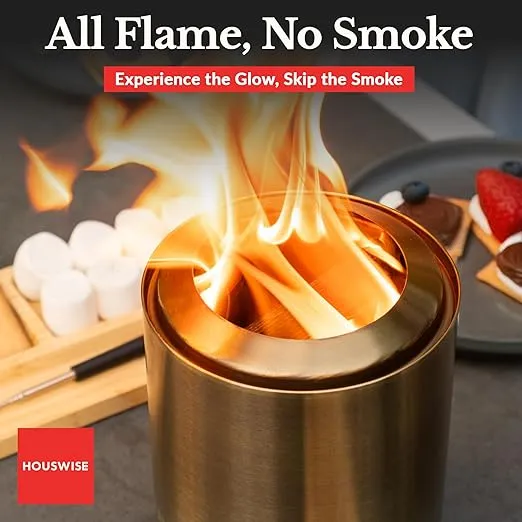 Smokeless Tabletop Fire Pit Outdoor - 8 Inch Mini Fire Pit, Wood Pellet Table Top Firepit, Portable Table Top Fire Pit for Outside Patio, Small Fire Pits Patio Heater Stove, Tabletop Firepit