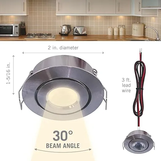 Armacost Lighting 2" 3-Watt Swivel Recessed LED Light, Brushed Steel Finish. 212317