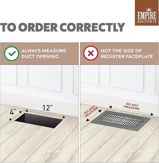 Empire Register Co, Vent Cover - 4x12 inch, Antique Style Design, Oil Rubbed Bronze Finish, Heavy Duty Floor Vent Covers, Metal Damper Attached. Vent Covers for Home Floor only.