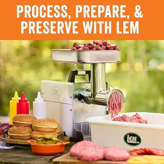LEM Products BigBite #8 Meat Grinder, 0.50 HP Stainless Steel Electric Meat Grinder Machine, Ideal for Regular Use