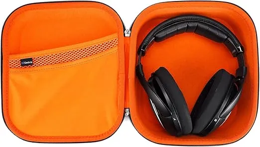 Geekria Shield Headphones Case Compatible with Sennheiser HD400PRO, HD 560S, HD598, HD 599SE, HD280PRO, HD 600 Case, Replacement Hard Shell Travel Carrying Bag with Cable Storage (Dark Grey)