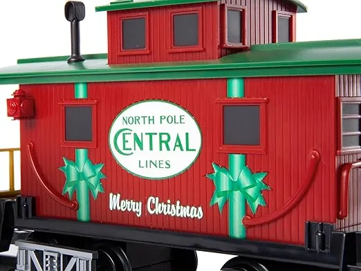Lionel Battery-Operated North Pole Central Freight Toy Train Set with Bluetooth, Locomotive, Train Cars, & Track with Authentic Train Sounds, Lights, & Water Vapor Smoke Effects for Kids 4+