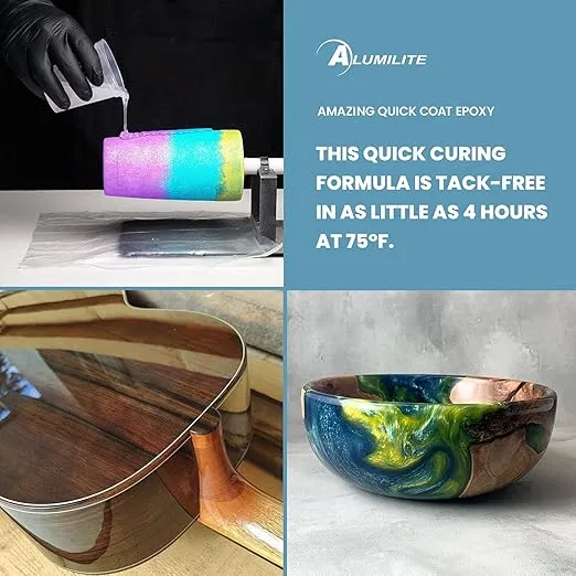 Alumilite Amazing Quick Coat Epoxy [8 oz A + 8 oz B (16 Ounce) 2 Part Kit] High Gloss Coating, Crystal Clear Casting & Fast Dry Formula Mix for Tumblers, DIY Woodworking, Sealing, Resin Arts & Crafts