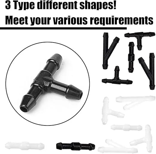 Windshield Washer Hose Kit, 4 Meter Wash Fluid Tubing with 12 Pcs Hose Connectors, Compatible with Most Car Water Nozzles Installation, Universal Auto Replacement Parts