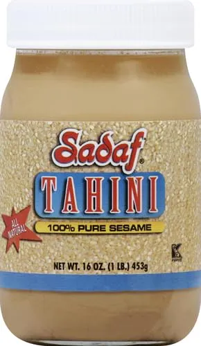 Sadaf Sesame Tahini Paste - 100% Pure Sesame Paste from ground sesame seeds - Tahini paste for Hummus, Baba Ghanoush and Dressings - Sesame Butter - 16 oz