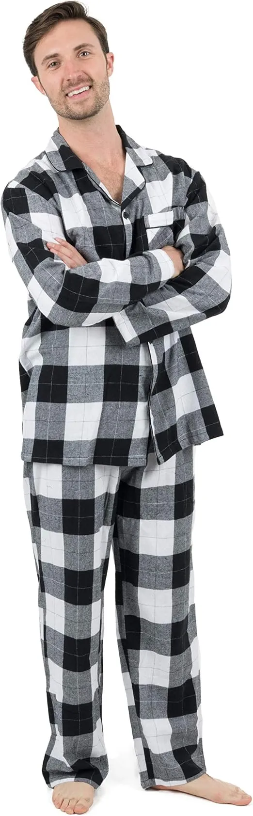 Leveret Mens Flannel pajamas 2 Piece Christmas Pajama Set (Size Small-XXX-Large)