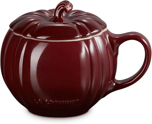 Le Creuset Stoneware Pumpkin Mug with Lid, 14 oz., Rhone