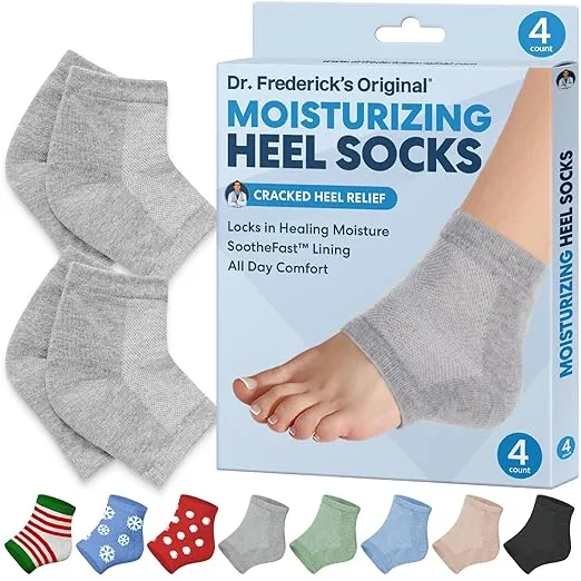Dr. Frederick's Original Moisturizing Heel Socks for Cracked Heel Treatment - 2 Pairs - Stop Cracked Heels in Their Tracks