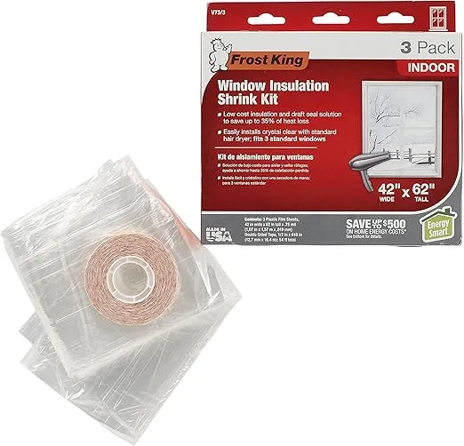 Frost King V73/3H Shrink Window Kit, Indoor, 42 x 62 in, 3 pack