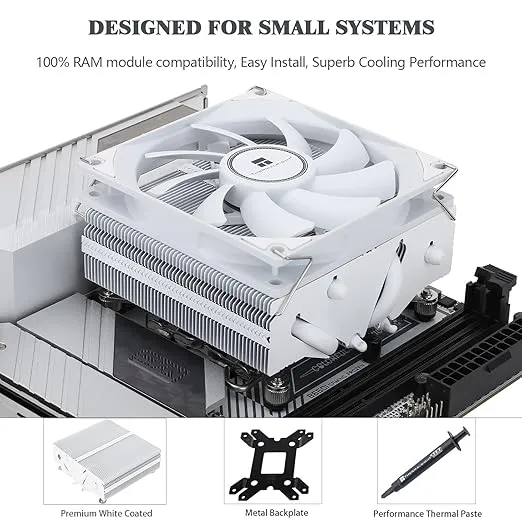Thermalright AXP90-X53 White Low Profile CPU Air Cooler, 53mm Height, TL-9015W Slim PWM CPU Fan, AGHP 3.0 Technology, ITX Heatsink Cooler, for AMD:AM4 AM5/Intel 1150/1151/1155/1156/1200/1700
