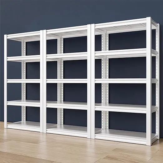 Raybee 72" Garage Shelving Heavy Duty Garage Storage Shelves 2000LBS Metal Garage Shelves Heavy Duty Shelving Unit Adjustable 5-Tier White Storage Shelves for Kitchen Pantry 72" x31.7''x16.3'' 3 Pack