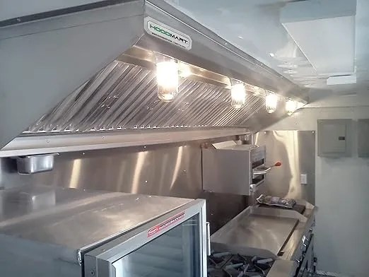 HOODMART 4' Concession Trailer Hood System for Food Truck | Commercial Range Hood with Direct Drive Exhaust Fan | Stainless Steel Kitchen Equipment with Install Kit Included