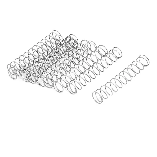 uxcell Compression Spring,304 Stainless Steel,9mm OD,0.5mm Wire Size,50mm Free Length,Silver Tone,10Pcs