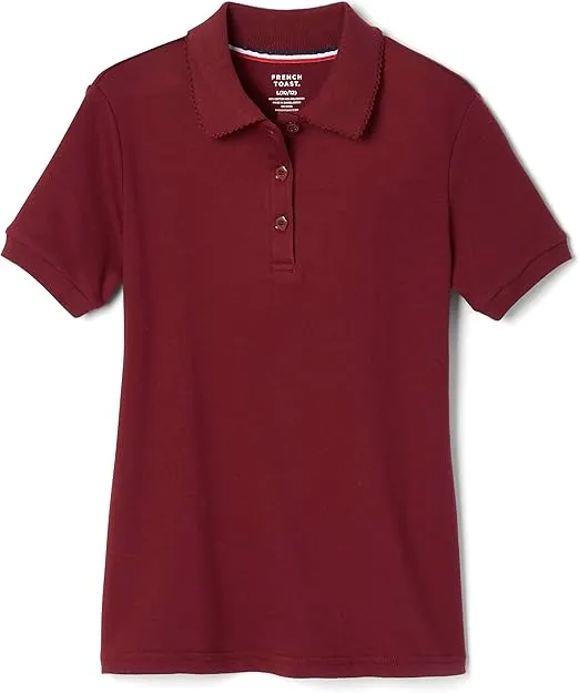 French Toast Girls' Short Sleeve Picot Collar Polo School Uniform Shirt (Standard and Plus)