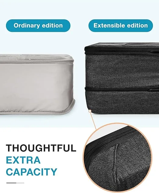 BAGSMART Compression Packing Cubes for Travel, 4 Set Travel Packing Cubes for Carry on Suitcases, Compression Travel Cubes & Suitcase Organizer for Packing with Shoe Bag Black