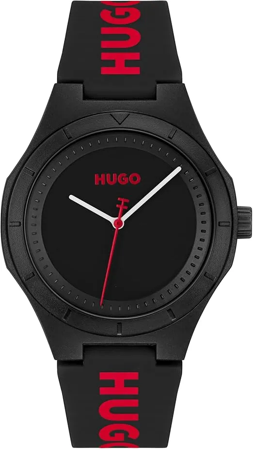 HUGO #LIT for HIM Men's 3H Quartz Silicone Wristwatch - Water Resistant up to 5ATM/50 Meters, Fun, Colorful and Easy to Wear