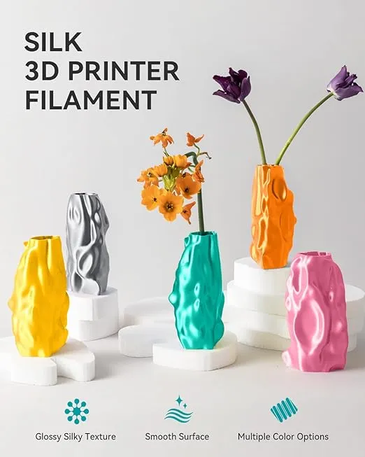 SUNLU 3D Printer Silk Filament,Shiny Silk PLA Filament 1.75mm, Smooth Silky Surface, Great Easy to Print for 3D Printers, Dimensional Accuracy +/- 0.02mm, Silk Brass 1KG