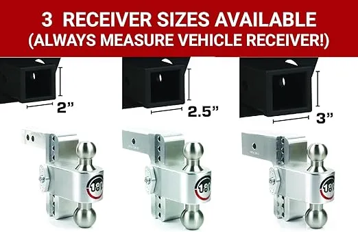 Weigh Safe Adjustable Trailer Hitch Ball Mount, 8" Adjustable Drop Hitch for 2.5" Receiver w/ 4 pc Keyed Alike Lock Set, Heavy Duty Aluminum Trailer Tow Hitch w/Stainless Steel Tow Balls, 18,500 GTW