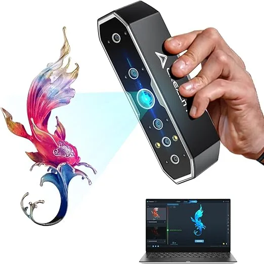 Creality 3D Scanner CR-Scan Otter for 3D Printing, Handheld Scanner with 0.02mm Accuracy, Anti-Shake Tracking, 24-Bit Full-Color 4-Lens Scanning, Scan Black/Metal Without Spraying for Windows macOS