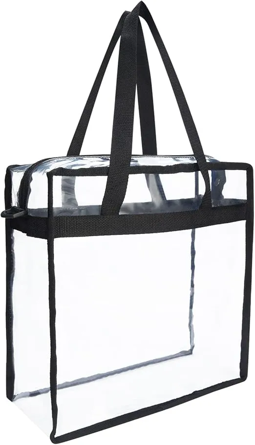 HAOGUAGUA Clear Tote bag 12x12x6 Stadium Approved, Transparent PVC Stadium Security Bag for Work, Sports Games and Concerts