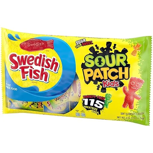 SOUR PATCH KIDS Candy & SWEDISH FISH Candy Variety Pack, 115 - 0.5 oz Snack Packs