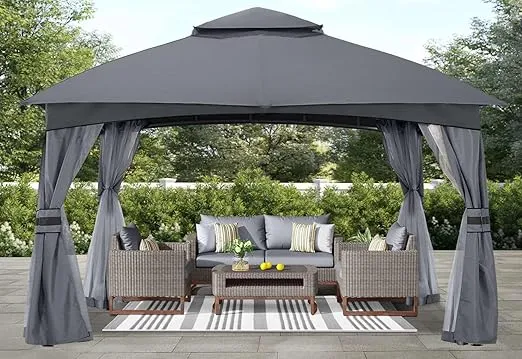 ABCCANOPY 10x10 Outdoor Gazebo - Patio Gazebo with Mosquito Netting, Outdoor Canopies for Shade and Rain for Lawn, Garden, Backyard & Deck (Dark Gray)