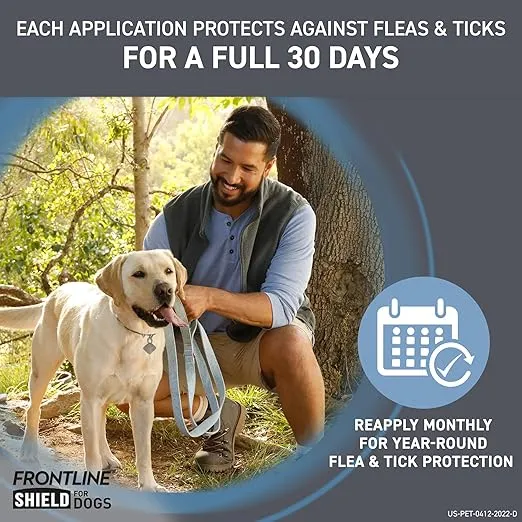 Frontline Shield Flea & Tick Treatment for Large Dogs 41-80 lbs. Count of 6