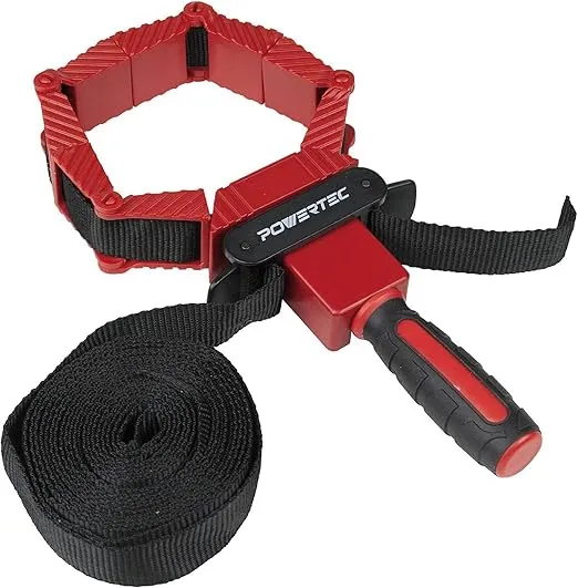 POWERTEC Strap Clamps for Woodworking – Quick Release Band Clamps with Ergonomic Handle, Adjustable Picture Frame Clamp, 13 ft Strap Belt Clamps for Cabinets and Drawers (71122)