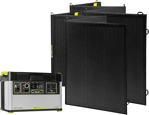 Goal Zero Yeti - Yeti 1500X w/ 1,516 Watt Hours Battery Capacity, USB Ports & AC Inverter - Includes 2 Nomad 200 Solar Panels, For Camping, Outdoor, Off-Grid & Home Use