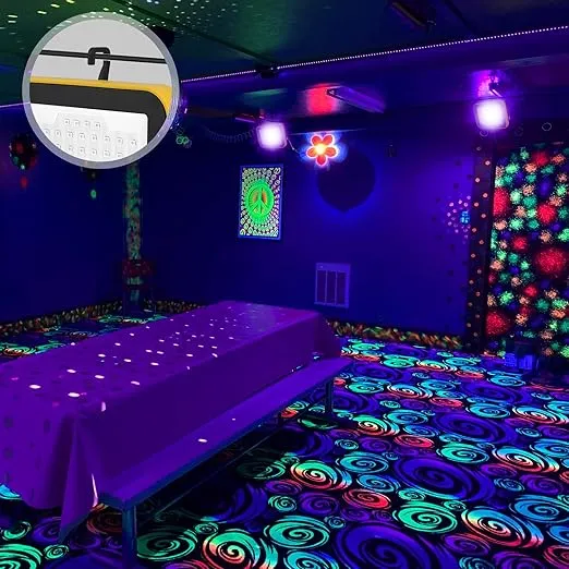 T-SUN Rechargeable LED Black Lights, Battery Powered Blacklight, 2 Pack LED Black Lights Flood Lights for Fluorescent Neon Glow in The Dark, Party, Stage Lights, Body, Paint, Indoor Decor