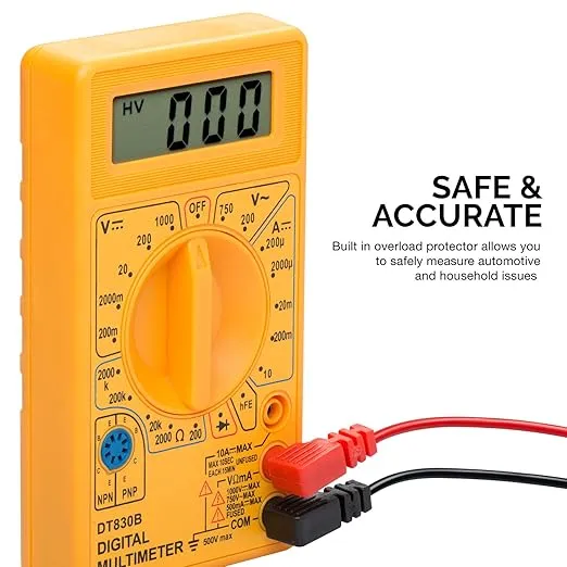 HILTEX 40508 Digital Multimeter Diode & Transistor Tester AC DC Volt Test Voltmeter, Automotive Multimeter Meter Tester, Measure Voltage Test, Car Battery Tester, Analog Multimeter Kit, Volt Meter