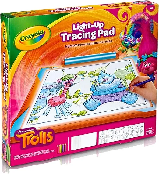 Crayola Trolls Light Up Tracing Pad, Tracing Light Box for Kids, Sketching & Drawing Kit, Trolls Toys for Girls & Boys, Ages 6+