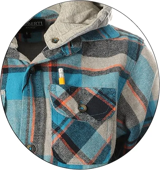 Gioberti Kids and Boys 100% Cotton Removable Hoodie Plaid Checkered Flannel Shirt