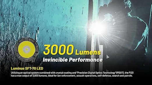 Nitecore P23i Tactical Flashlight, 3000 Lumen USB-C Rechargeable Long Throw Super Bright with Lumentac Organizer