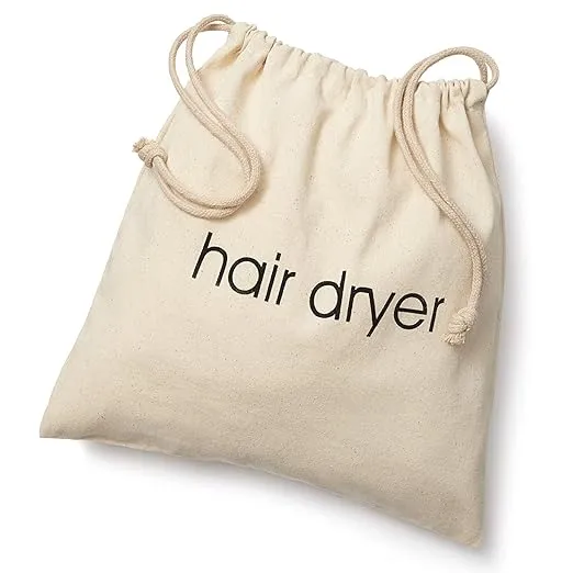 Hair Dryer Bags Storage Organizer – Beige Color – 12" x 12" Drawstring Closure Cover – Ideal for Home, Hotel, Guest Room or as a Travel Bag (12" x 12")