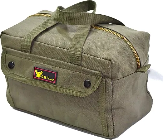Waxed Canvas All Purpose Military Style Duffle Bag, Water-Resistant, Adjustable Strap, Fully Lined, Double Zipper Closure, heavy Duty, Olive Green