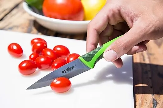 ZYLISS Paring Knife with Sheath Cover, 3.5-Inch Stainless Steel Blade, Green