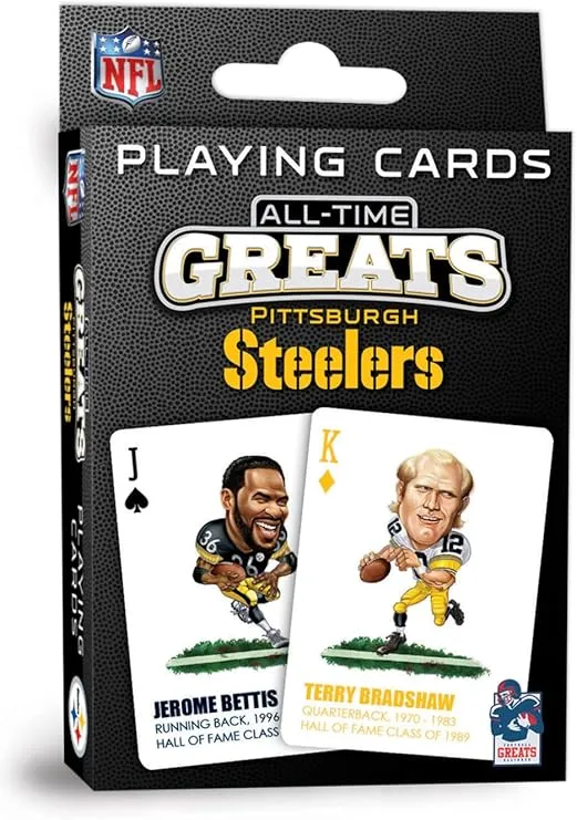 MasterPieces Family Games - Pittsburgh Steelers All-Time Greats Playing Cards - Officially Licensed Playing Card Deck for Adults, Kids, and Family